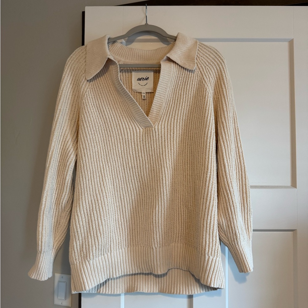 Aerie Cream Ribbed Women's Sweater